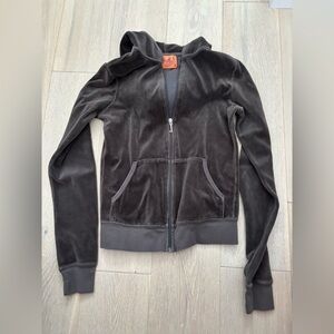 Juicy Couture Women's Dark Gray Velvet Hoodie